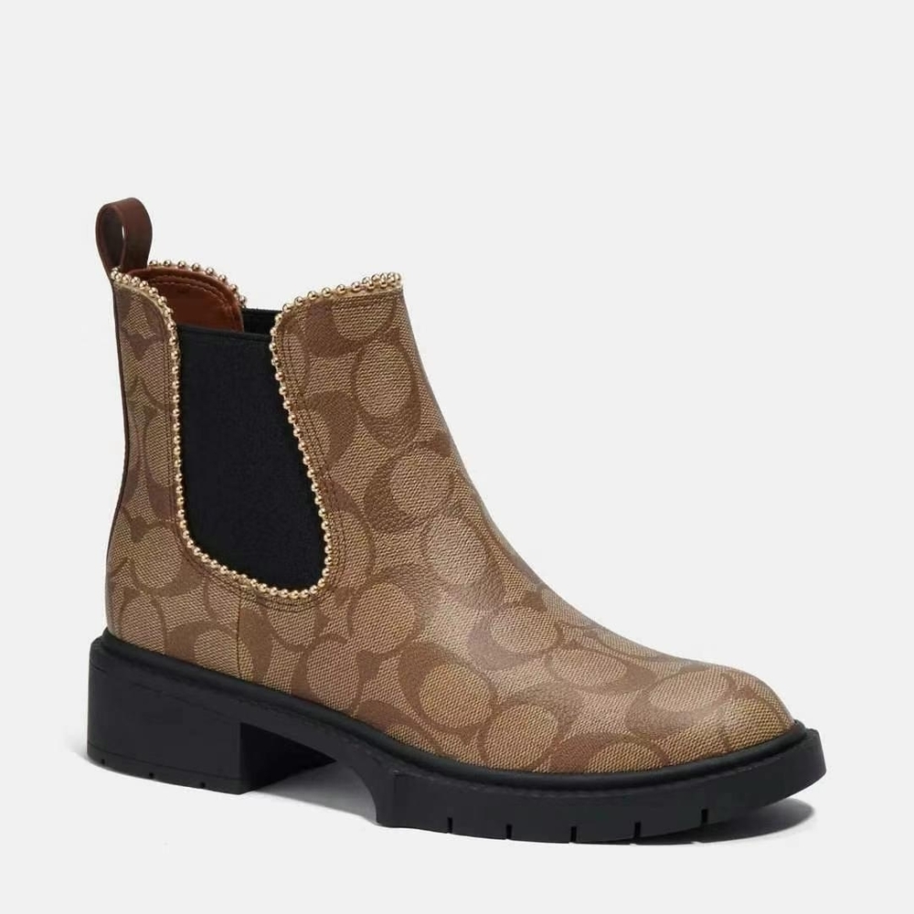 Coach Signature Tan Ankle Booties